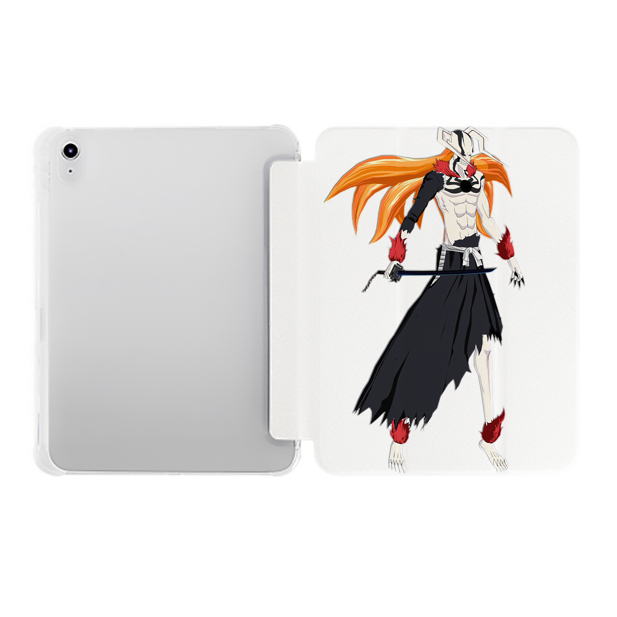 （画像用） ブリーチ 黒崎一護（くろさき いちご）BLEACH Kurosaki Ichigo IPad ケース ペン収納付き 三つ折りスタンド PUレザー×シリコン 対応機種9.5/10.5/10.9インチ